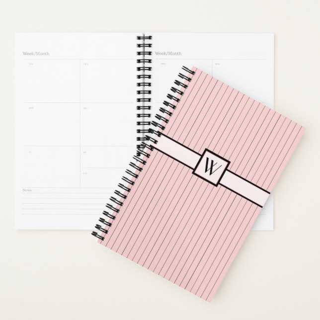 Agenda Cor-de-rosa com pinstripes pretas (Exibição)
