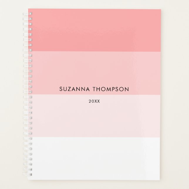 Agenda Cor-de-rosa do Pastel com Stripe Horizontal Modern (Frente)