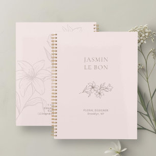 Agenda Cor-de-rosa Floral Minimalista Chic