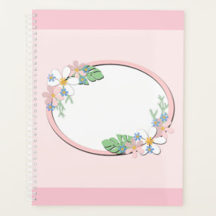 Agenda Cor de rosa quadro floral em torno de crianças pri
