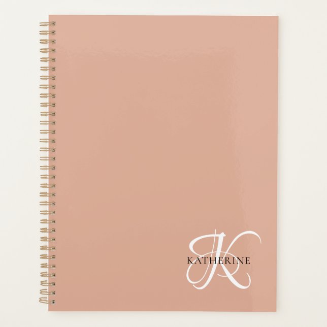Agenda Cor-de-rosa-rosa-pincel do script Elegante moderno (Frente)