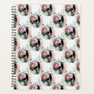 Agenda Cor-de-rosa - Série de Crânio Floral Design 2