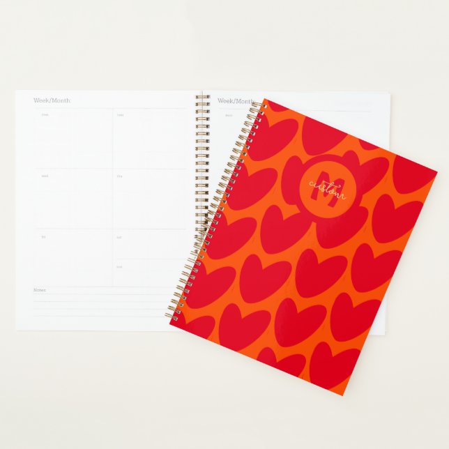 Agenda Cor Vermelha Da Groovy Laranja Retro Nome Sobre Mo (Exibição)