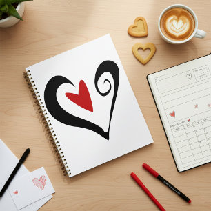 Agenda Coração Abstrato Vermelho e Preto Moderno Romântic