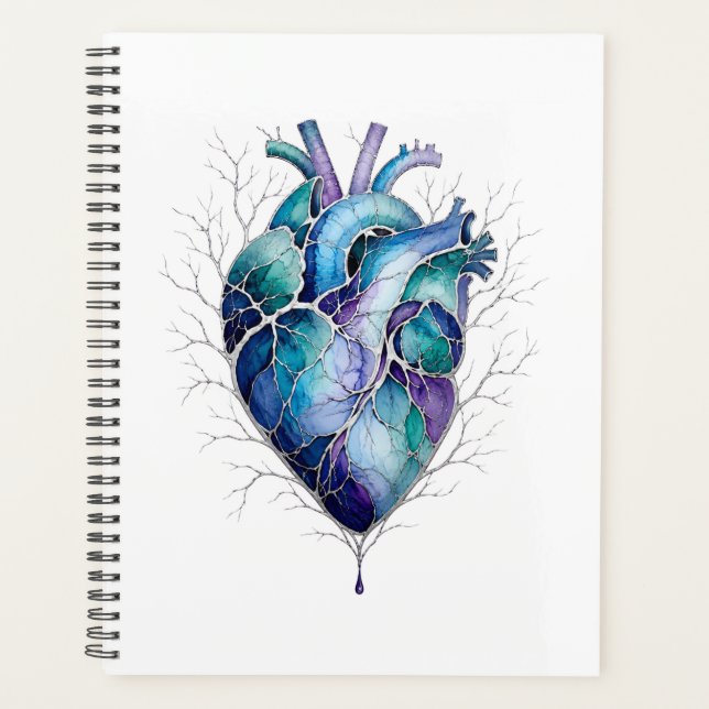 Agenda Coração Anatômico Azul e Roxo (Frente)