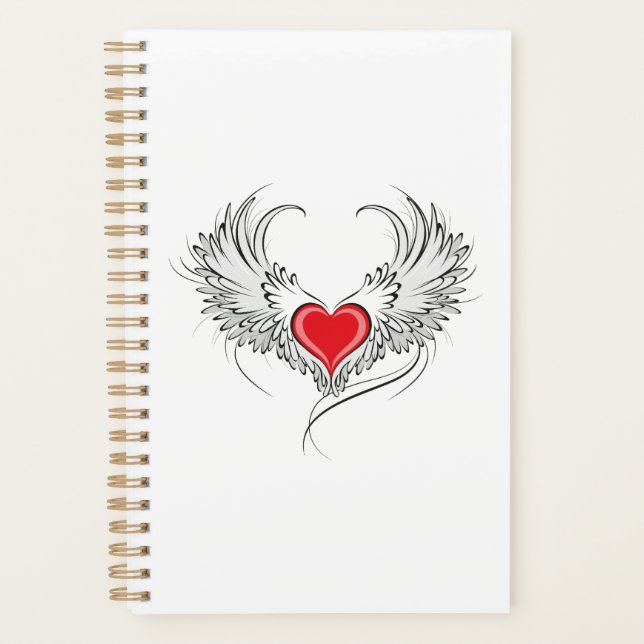 Agenda Coração Anjo Vermelho com asas (Frente)