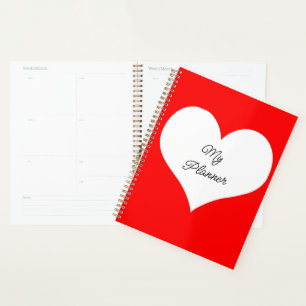 Agenda Coração branco vermelho