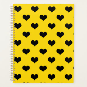 Agenda Coração de Amor Preto em Fundo Amarelo