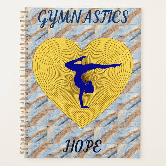 Agenda Coração de ouro da ginástica com ginasta (Frente)
