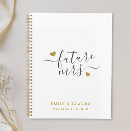 Agenda Coração Dourado de Roteiro Moderno Futuro Casament