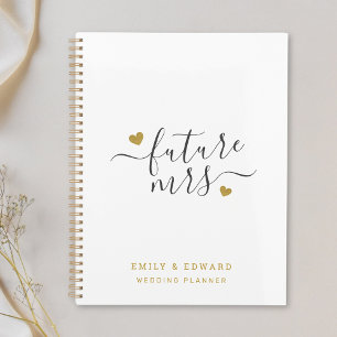 Agenda Coração Dourado de Roteiro Moderno Futuro Casament