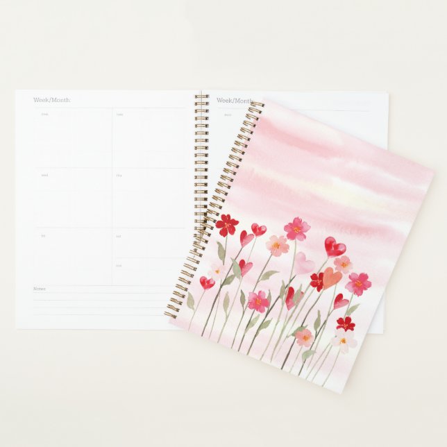 Agenda Coração e Flores de Aquarela (Exibição)