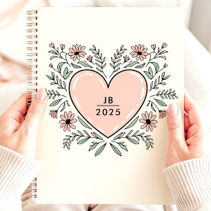 Agenda Coração Floral Monograma 2025