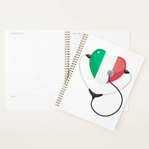 Agenda Coração Italiano com Estetoscópio Saúde