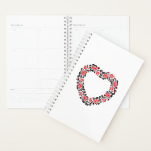 Agenda Coração original de flores rosas vermelhas cruze