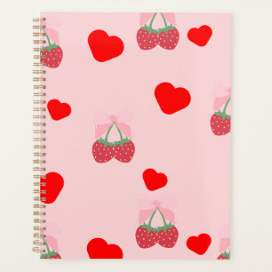 Agenda coração rosa e frutas vermelhas