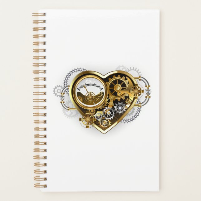 Agenda Coração Steampunk com Manômetro (Frente)