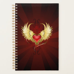Agenda Coração Vermelho com Asas Ouros