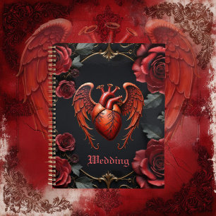 Agenda Coração vermelho gótico com Rosas - Romântico escu