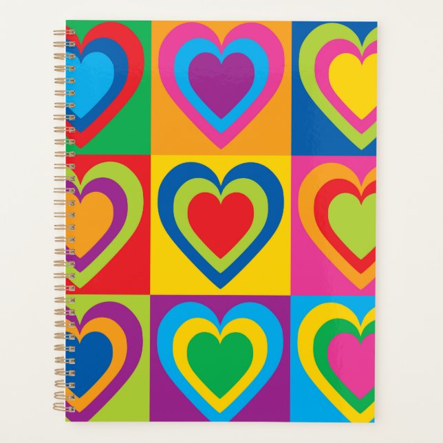 Agenda Corações Bonitos Coloridos (Frente)