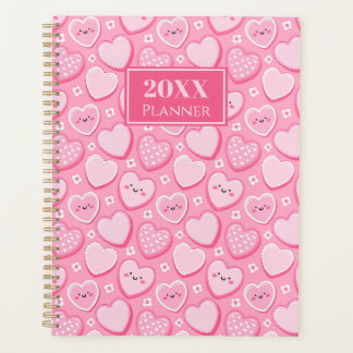 Agenda Corações Cor-de-Rosa Fofos Spiral 20XX