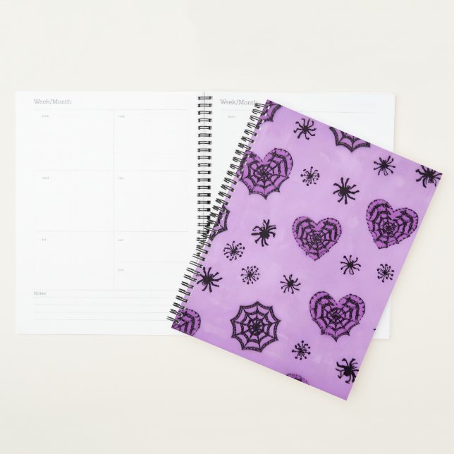 Agenda Corações de Teia de Aranha Pastel Goth (Exibição)