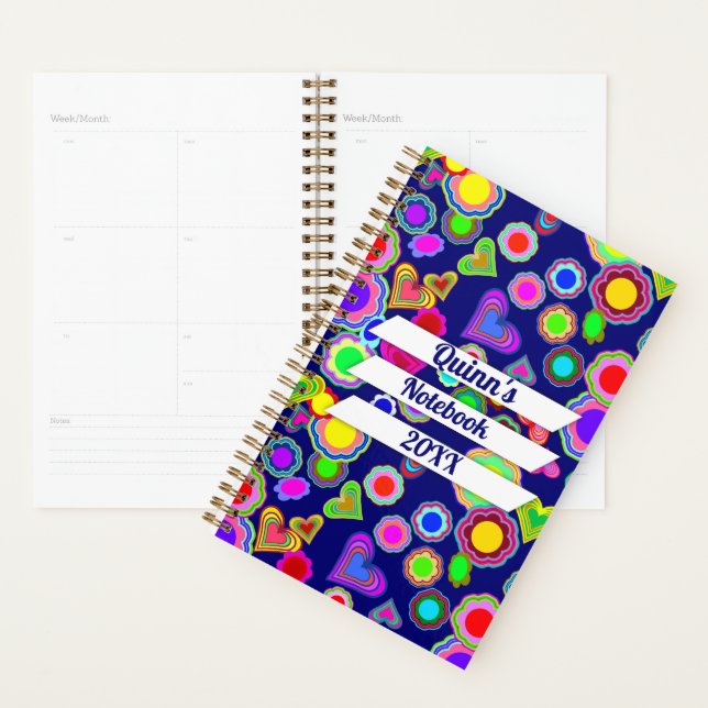 Agenda Corações e Flores Groovy (Exibição)