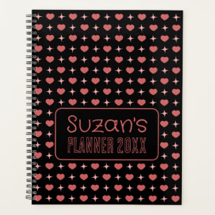 Agenda Corações E Padrão De Faísca Personalizado