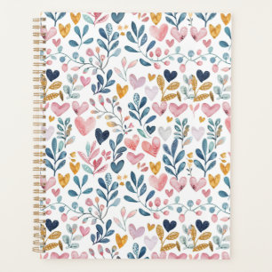 Agenda Corações em aquarela