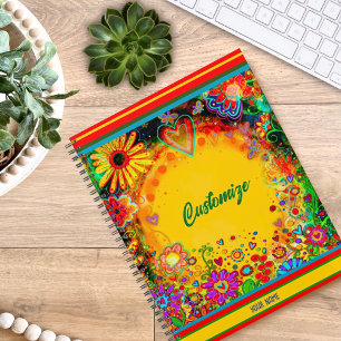 Agenda Corações Florais Personalizáveis Nome Bonito Amare