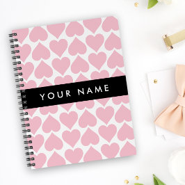 Agenda Corações Rosa, Romântico, Seu Nome, Personalizar