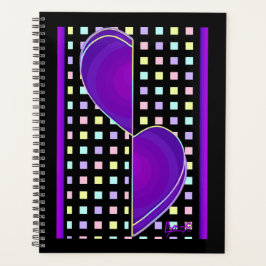 Agenda Cores de pastel e corações roxos batendo
