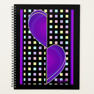 Agenda Cores de pastel e corações roxos batendo