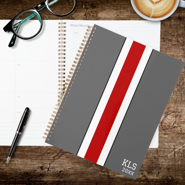 Agenda Cores do Time de Futebol Vermelho e Cinza (Criador carregado)