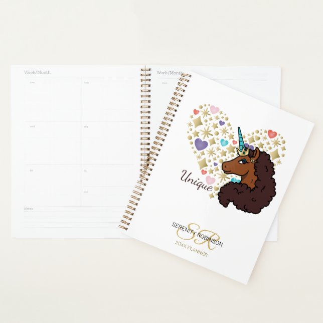 Agenda Córnio Afro | Design de Coração Único (Exibição)