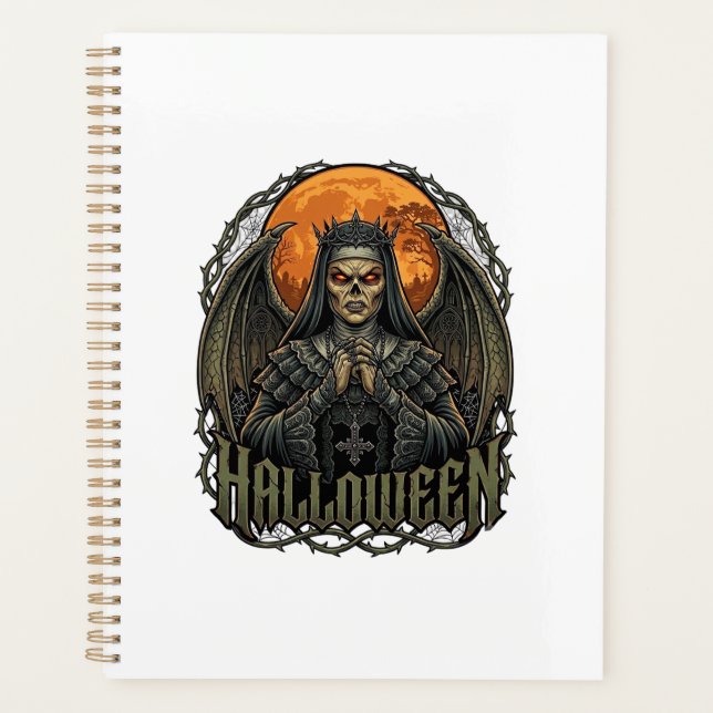 Agenda Coroa de Asas de Freira Demônio de Halloween Lua L (Frente)