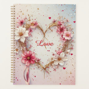 Agenda Coroa de Coração Floral Rosa Romântica