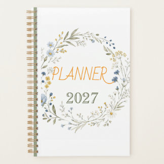 Agenda Coroa de Flor Silvestre Simples Personalizada Plac