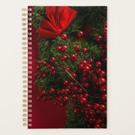 Agenda coroa de natal com amoras vermelhas