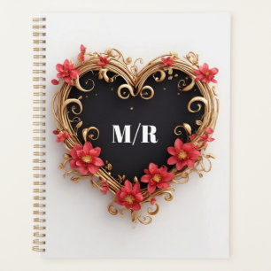 Agenda Coroa Em Forma de Coração Dourado Com Flores Verme