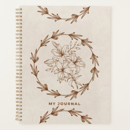 Agenda Coroa Floral de Arte Linear Minimalista e Creme