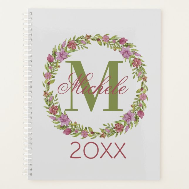 Agenda Coroa Floral Personalizada com Monograma de Sobren (Frente)