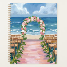 Corredor de Casamento na Praia com Aquarela Floral
