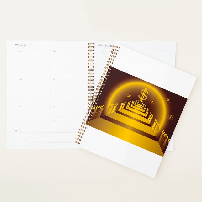 Agenda Corredor do Banco do ouro a brilhar no financiamen (Criador carregado)