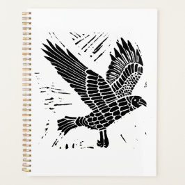 Agenda Corte de Raven Lino Voador Negro e Branco