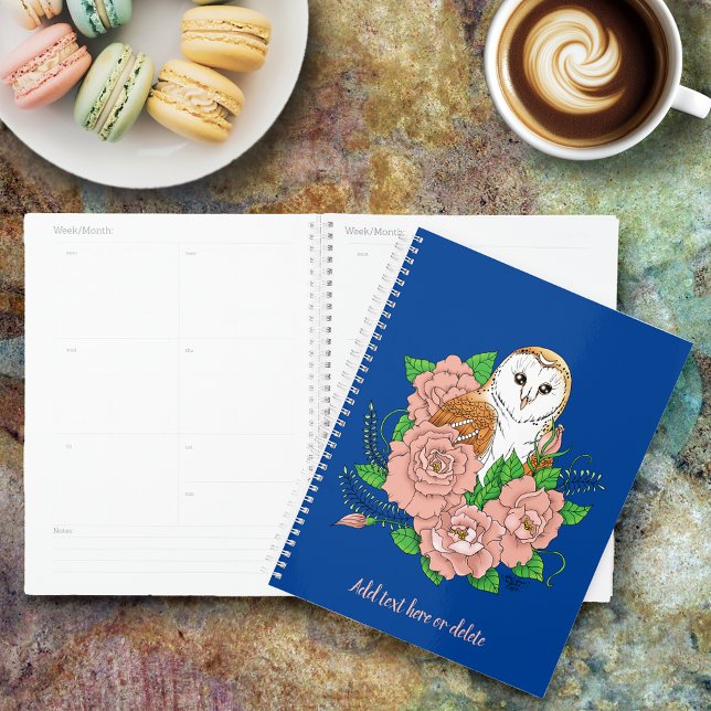 Agenda Coruja-Celeiro Azul Flores Rosa (Criador carregado)