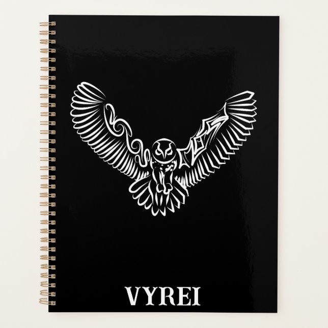 Agenda Coruja voadora branca e negra (Frente)