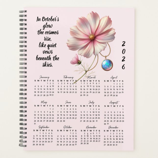 Agenda Cosmos & Opal Verso de Outubro – 2026 Ano Inteiro (Frente)