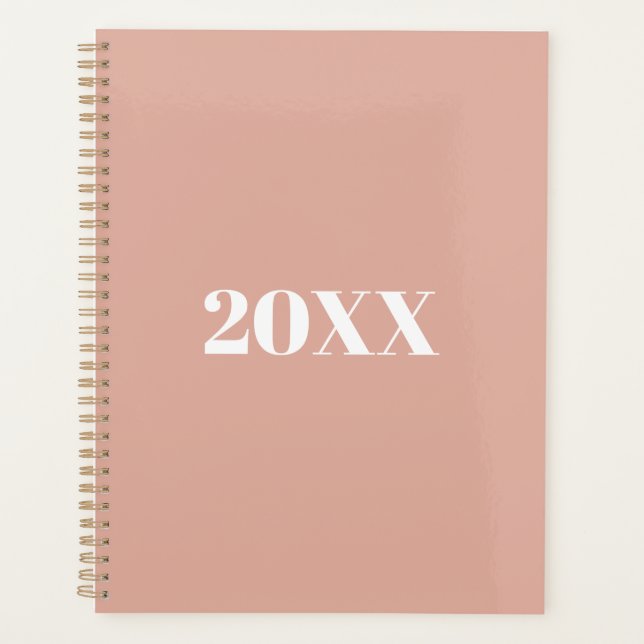 Agenda Costume de tipografia moderna, rosa-poeirento mini (Frente)