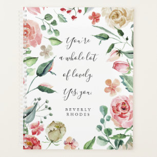 Agenda Cota Inspiradora Rosa de Aquarela